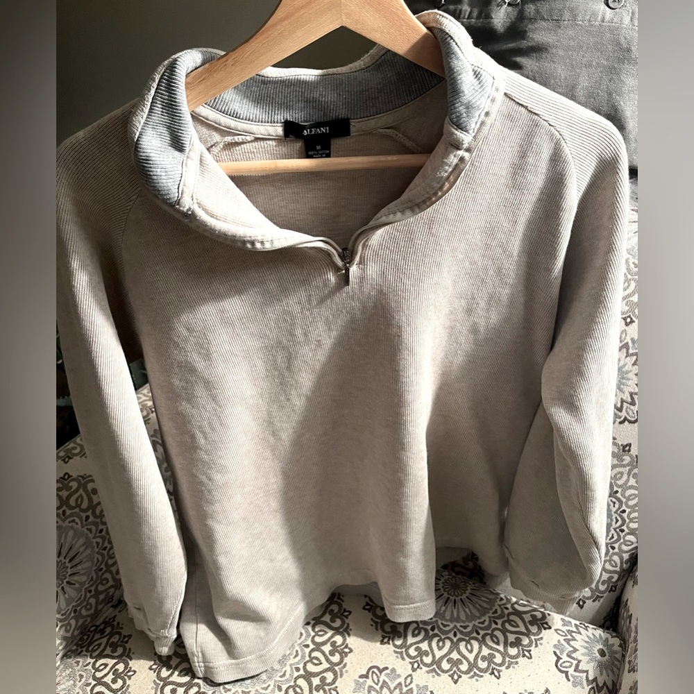 alfani tan half-zipper sweater
